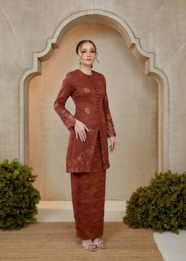 Saloma Songket Kebarung in Brick Orange (Pre-Order) - Image 3