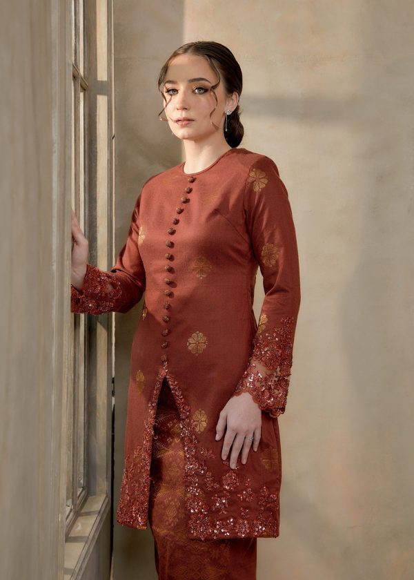 Saloma Songket Kebarung in Brick Orange (Pre-Order) - Image 6