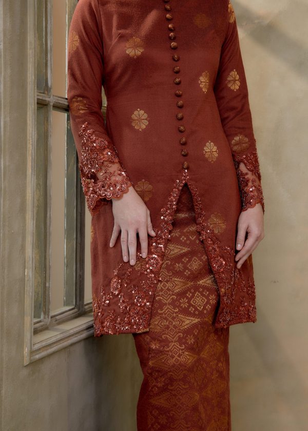 Saloma Songket Kebarung in Brick Orange (Pre-Order) - Image 5