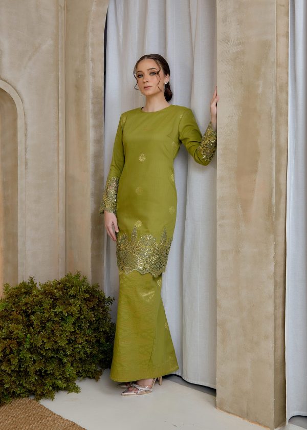 Seroja Songket Kurung in Olive Green - Image 5