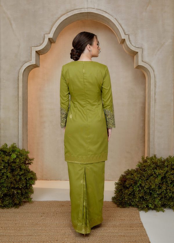 Seroja Songket Kurung in Olive Green - Image 6