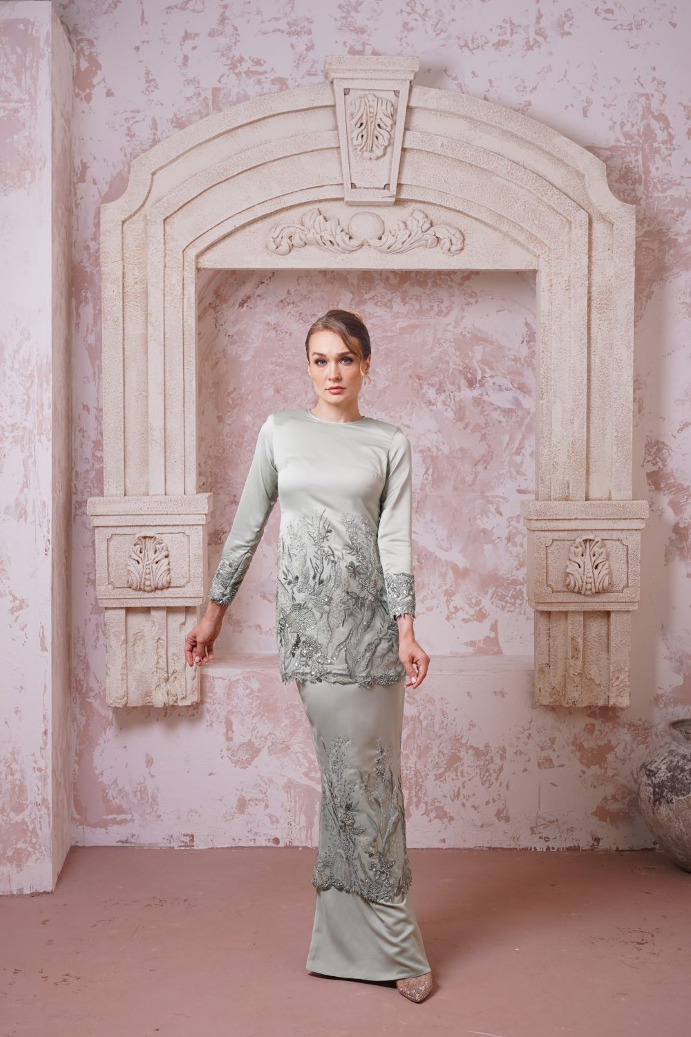 Satinora in Green Tea - view 2 - Effa Sidek Atelier