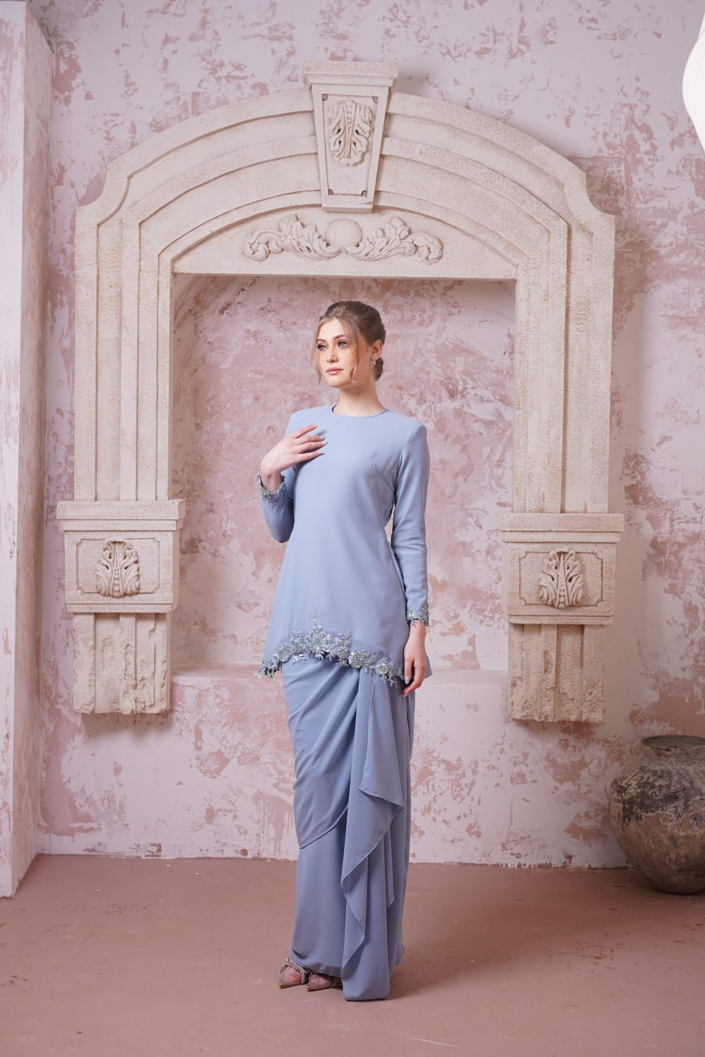 Lenora in Smoky Blue - view 2 - Effa Sidek Atelier