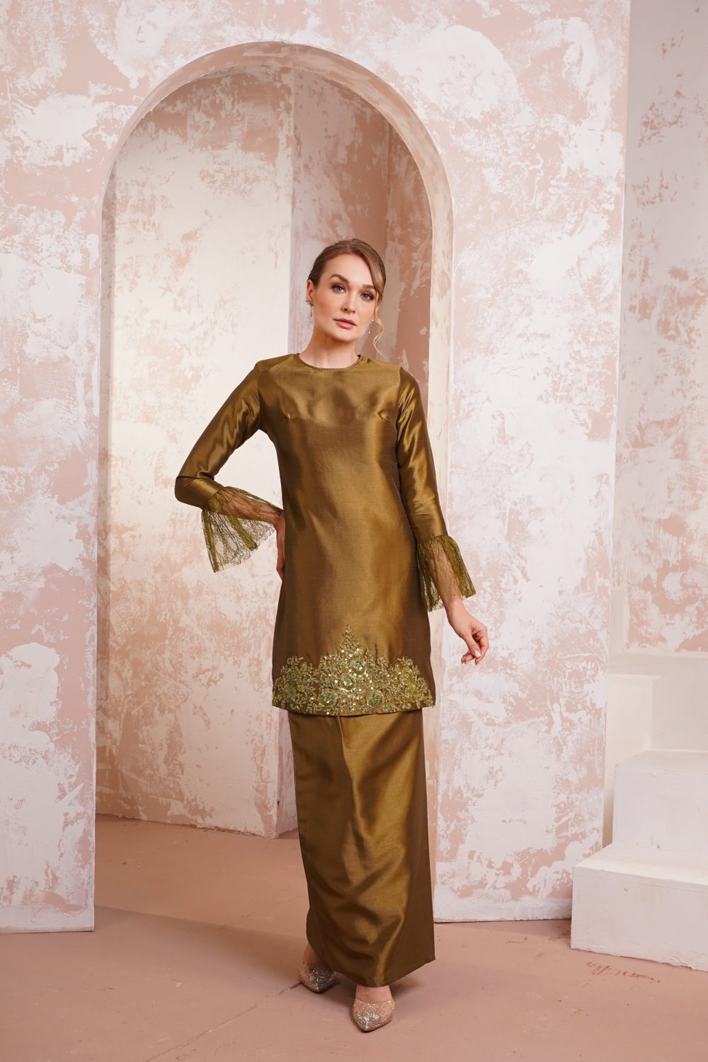 Wardah in Olive Green - view 2 - Effa Sidek Atelier