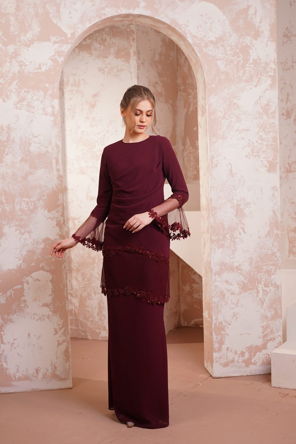 Mellysa in Wine Red - view 2 - Effa Sidek Atelier