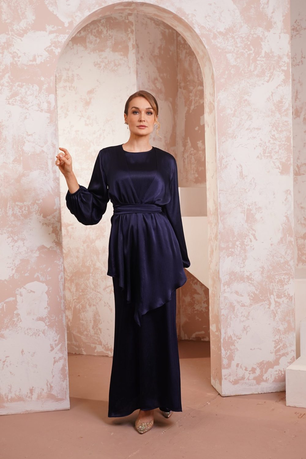 Saffiya in Navy Blue - view 2 - Effa Sidek Atelier