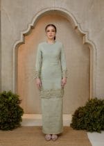 Seroja Songket Kurung in Sage Green