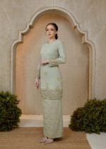 Seroja Songket Kurung in Sage Green