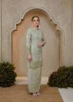 Seroja Songket Kurung in Sage Green