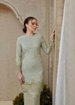 Seroja Songket Kurung in Sage Green