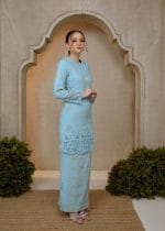 Seroja Songket Kurung in Aqua Blue