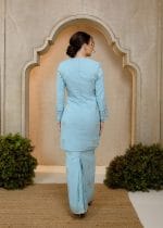 Seroja Songket Kurung in Aqua Blue