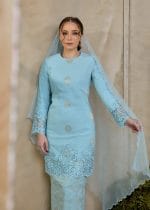 Seroja Songket Kurung in Aqua Blue