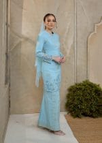 Seroja Songket Kurung in Aqua Blue