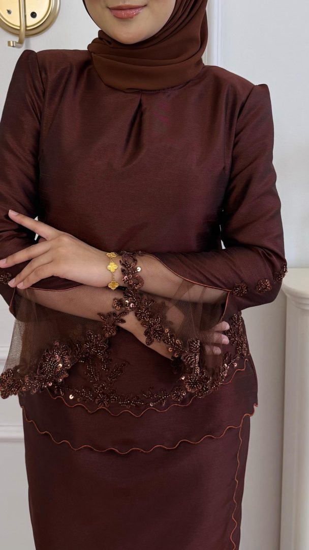 Sheena Kurung in Rich Brown - Detail View | Effa Sidek Atelier