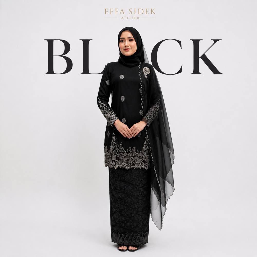 Seroja Songket Kurung in Black